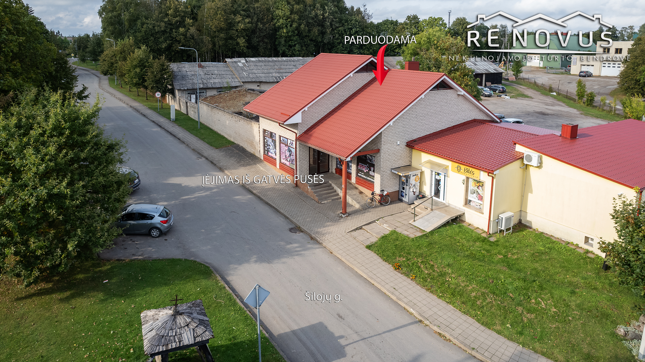 Parduodamos komercinės patalpos su garažu ir sklypu Bubiuose, Šiaulių raj.